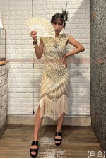 23AAC- DISCO 亮片流蘇裙A (白金)