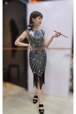 23AAE- DISCO 亮片流蘇裙A (黑銀)