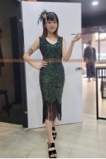 23ADD- DISCO亮片流蘇裙(綠)