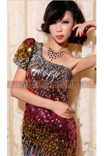 23DB-桃紅金銀斜邊亮片