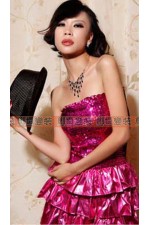 23FA-桃紅平口亮片蓬裙