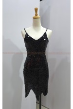 23FG-黑色深V亮片裝