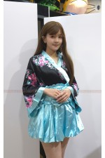 24DD-黑藍三件式短和服