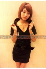 35CC-黑連身V領女警