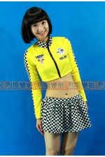 36DF-兩截黑白格裙賽車服