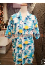 OA016A- 椰樹襯衫(藍A)