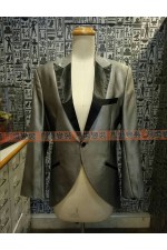 OA111D-銀灰西裝（黑邊領）