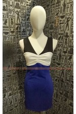 OA214-藍白窄裙洋裝