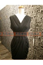 OA218-黑緞面窄裙洋裝