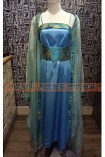 OB004FB-水藍花唐裝B　中國風