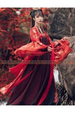OB008I-漢服 （紅底黑紗）中國風