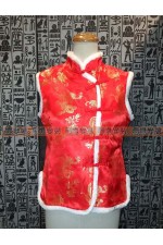 OB113E- 毛領紅背心(女)