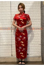OC122A- 長旗袍V (紅)