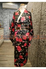 OC208-黑底紅花長和服（日式和風）
