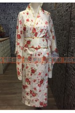 OC209-白底紅花高級長和服（日式和風）