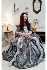 OE001-灰色歐洲洋裝