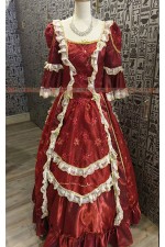 OE002B-紅歐洲洋裝