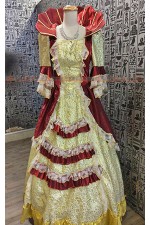 OE003A-紅立領歐洲洋裝