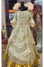 OE003C-粉立領歐洲洋裝