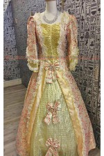 OE005B-金底紅邊歐洲洋裝