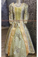 OE005E-金底紫邊歐洲洋裝