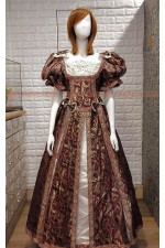 OE015- 酒紅蕾絲宮廷洋裝