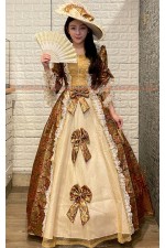 OE017- 咖啡金歐洲洋裝