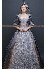 OE018C-灰色蕾絲歐洲洋裝