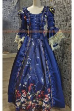 OE024-頂級藍花邊歐洲洋裝