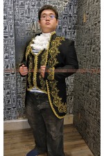 OE104F-宮廷服黑繡花 歐美 歐洲 伯爵 貴族