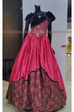 OE204 - 一字領桃黑長禮服