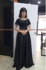 OE205- 黑長禮服(緞面)