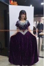 OE211- 酒紅絨布長禮服