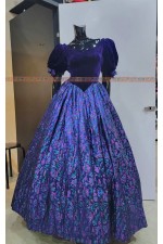 OE212- 深紫絨布長禮服