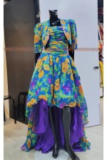 OE216- 綠碎花長禮服